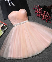 Prom Dresses Under 232, Cute Sweetheart Neck Backless Pink Short Prom Dresses, Backless Pink Homecoming Dresses, Pink Formal Evening Graduation Dresses
