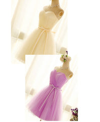 Formal Dress For Ladies, Cute Sweetheart Neck Tulle Short Prom Dress, Pink Bridesmaid Dress