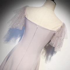 Wedding Dress Romantic, Cute Tea Length Off Shoulder Wedding Party Dress, Short Sleeves Formal Dresses