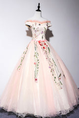 Mini Dress, Cute Tulle Lace Long Formal Dress, A-Line Off Shoulder Party Dress