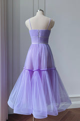 Formal Dresses For Teens, Cute Tulle Scoop Spaghetti Straps Homecoming Dress, Short Prom Dress