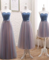 Prom Dresses Light Blue, Cute Tulle Sweetheart Neck Prom Dress, Gray Blue Long Formal Dress