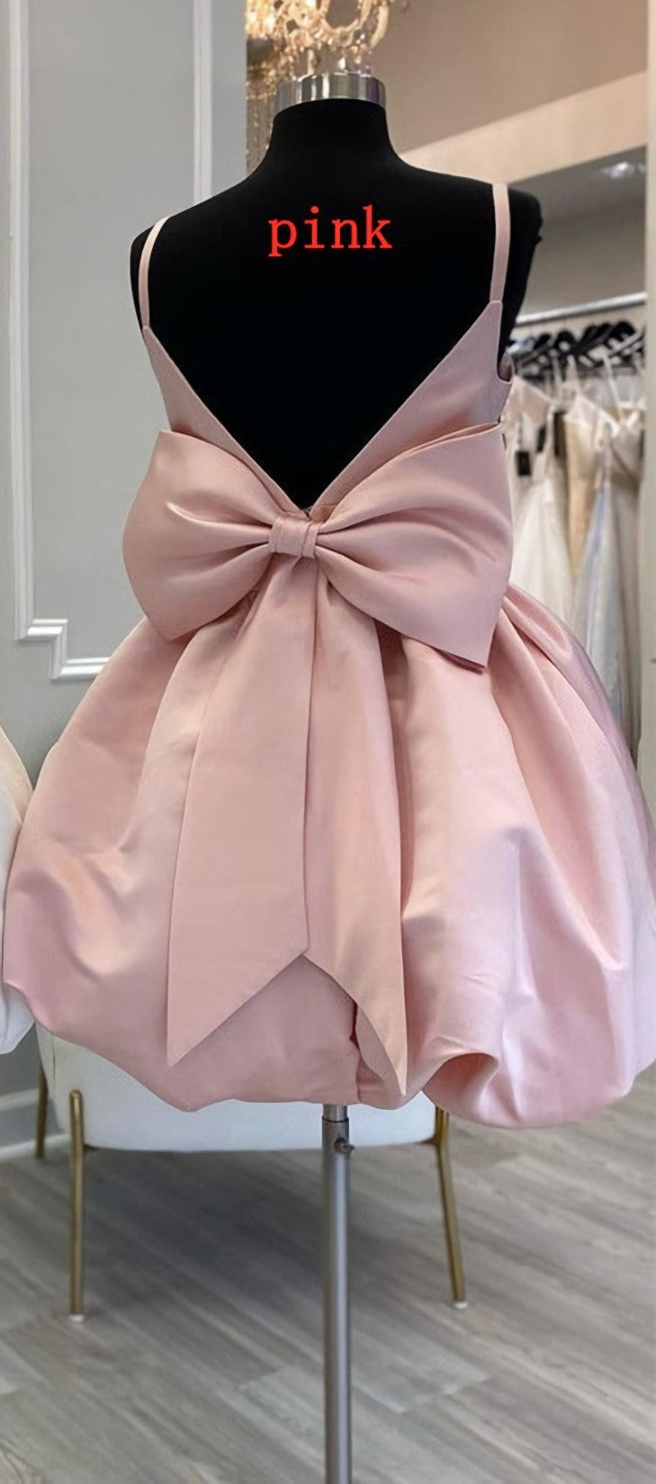 Hoco Dress, Cute V-Neck Short Party Cocktail Dress with Bow
