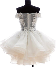 Formal Dress Classy Elegant, Cute White Organza Layers Short Prom Dress, New Party Dress