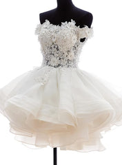 Formal Dresses And Evening Gowns, Cute White Organza Layers Short Prom Dress, New Party Dress