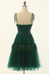 Bridesmaids Dress Shopping, Dark Green A-line Short Tulle Party Dress
