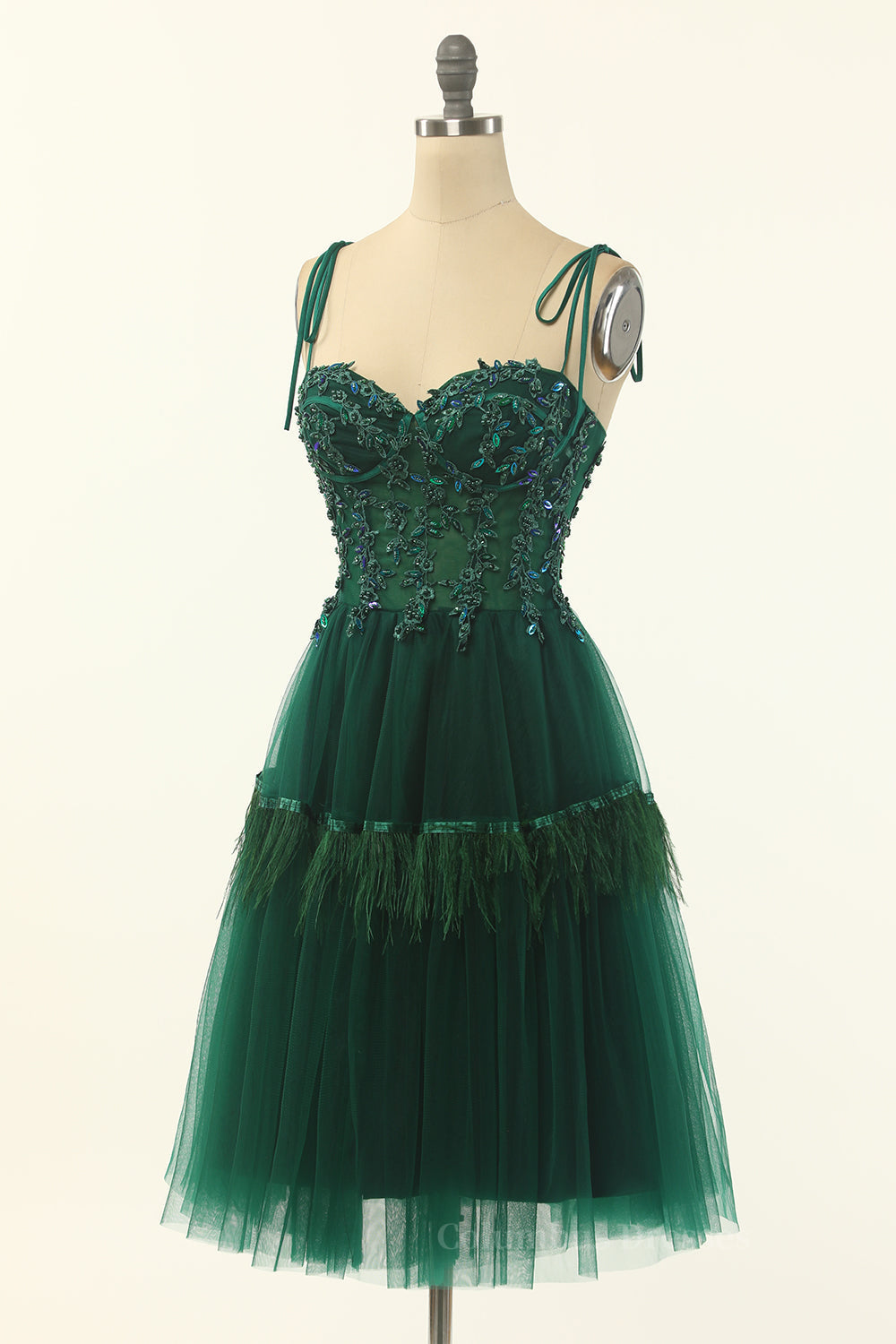 Bridesmaid Dresses Shop, Dark Green A-line Short Tulle Party Dress