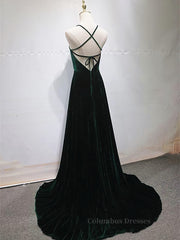 Prom Dresses Store, Dark Green Backless Long Prom Dresses, Dark Green Long Formal Evening Bridesmaid Dresses