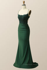 Formal Dress Elegant Classy, Dark Green Mermaid Appliques Long Formal Dress
