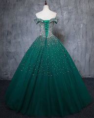 Wedding Pictures, Dark Green Tulle Sweetheart Sparkle Party Dress, Sweet 16 Dress