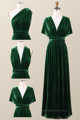 Fairy Dress, Dark Green Velvet Convertible Bridesmaid Dress