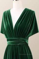 Ethereal Dress, Dark Green Velvet Convertible Bridesmaid Dress