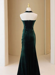 Bridesmaid Dresses Inspiration, Dark Green Velvet Long Evening Dress Party Dress, A-line Green Bridesmaid Dress