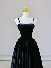 Prom Dress Blue Lace, Dark Navy Blue Velvet Long Prom Dresses, Dark Navy Blue Velvet Long Formal Evening Dresses