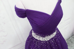 Formal Dress Modest, Dark Purple Tulle Long Prom Dresses, Junior Prom Dress