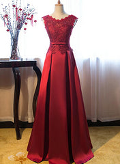 Formal Dress Winter, Dark Red Lace Long Junior Prom Dress, Lace Top Party Dress