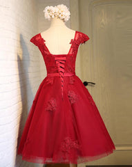 Semi Dress, Dark Red New Homecoming Dress , Charming Short Formal Dress