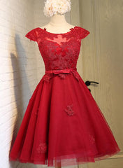 Wedding Party Dress, Dark Red New Homecoming Dress , Charming Short Formal Dress