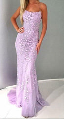 Prom Dress Boutiques Near Me, Chic Trumpet Spaghetti Straps With Lace Appliques Light Blue Prom Dresses
