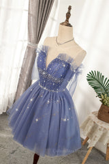 Party Dresses For Over 88S, Diamond Blue Tulle Short Homecoming Dress