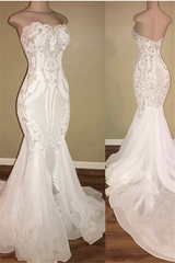 Wedding Dress Under 505, Different Sweetheart Mermaid White Summer Wedding Dresses on Sale