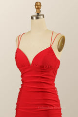 Bridesmaid Dresses Colors, Double Straps Red Empire Red Tight Mini Dress