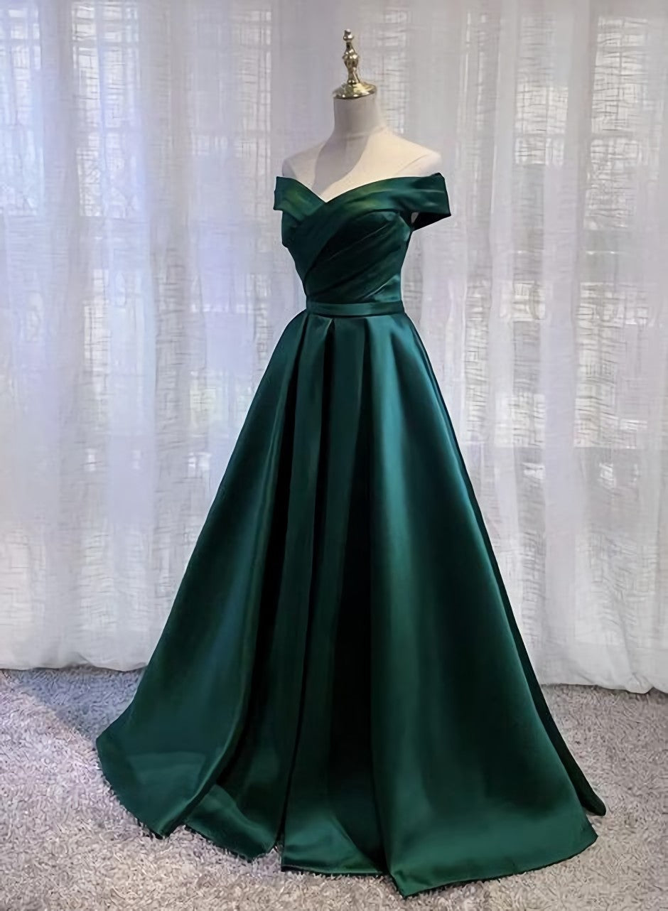 Party Dress For Girl, Prom Dresses, Satin Off The Shoulder Evening Gown Long