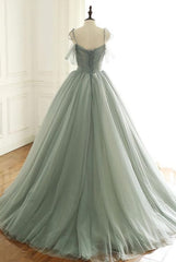 Party Dress Code Ideas, Light Green Tulle Long Prom Dress, Green Evening Dress