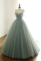 Club Outfit, Light Green Tulle Long Prom Dress, Green Evening Dress