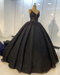 Wedding Dresses Beach, Black Lace Ball Gown Dresses For Wedding Prom Evening Gown