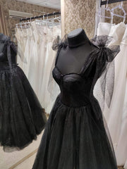 Wedding Dresses Long Sleeve, Black Tulle Dress, Sleeveless Evening Dress, Black Evening Gown Black Party Dress, Wedding Guest Dress, Corset Dress