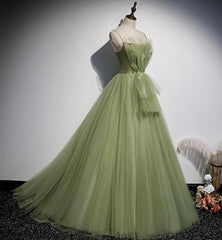 Party Dresses For Ladies 2033, Green Tulle Long Sweet 16 Prom Dress Formal Dress, Evening Gown