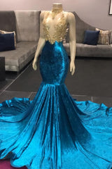 Party Dress Large Size, V Neck Appliques Spaghetti Straps Velvet Royal Blue Mermaid Prom Dresses