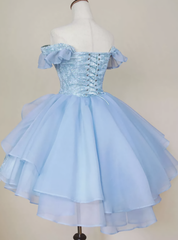 Party Dress Inspo, A Line Short Pink Blue Homecoming Dress