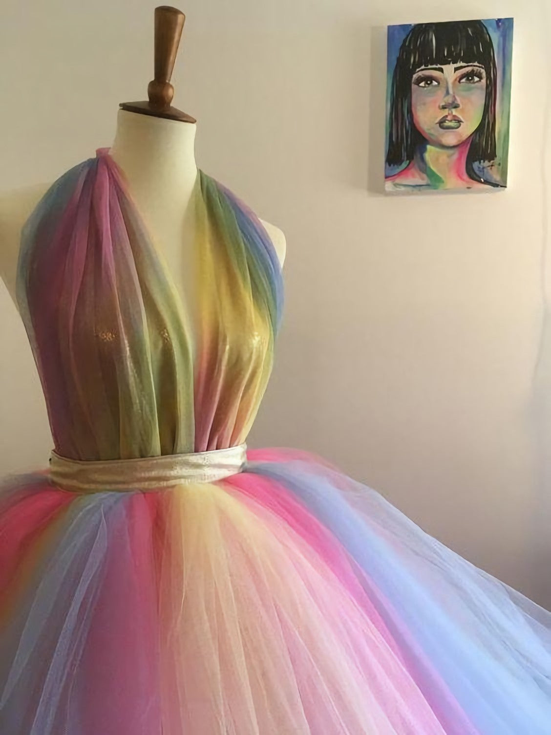 Party Dresses Teens, High Low Rainbow Tulle Prom Dress