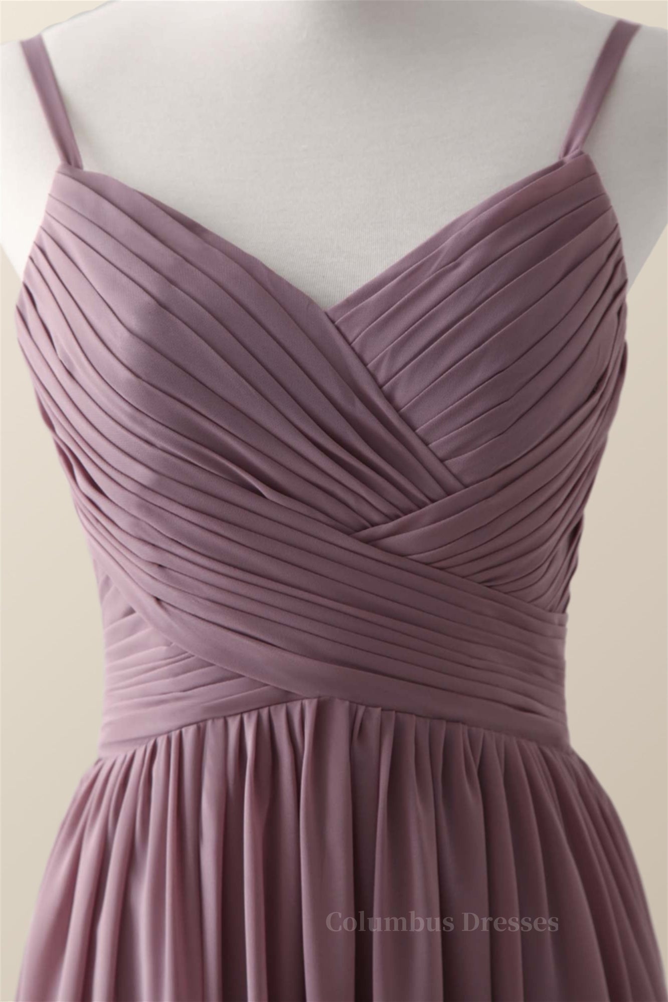 Evening Dresses And Gowns, Dusk Pleated Chiffon A-line Long Bridesmaid Dress