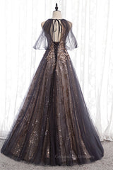 Prom Dresses Fitting, Dusty Brown Bow Tie Beaded Appliques Off-the-Shoulder Maxi Formal Dress