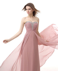 Formal Dresses Outfit, Dusty Pink A-Line Sweetheart Pleated Prom Dresses