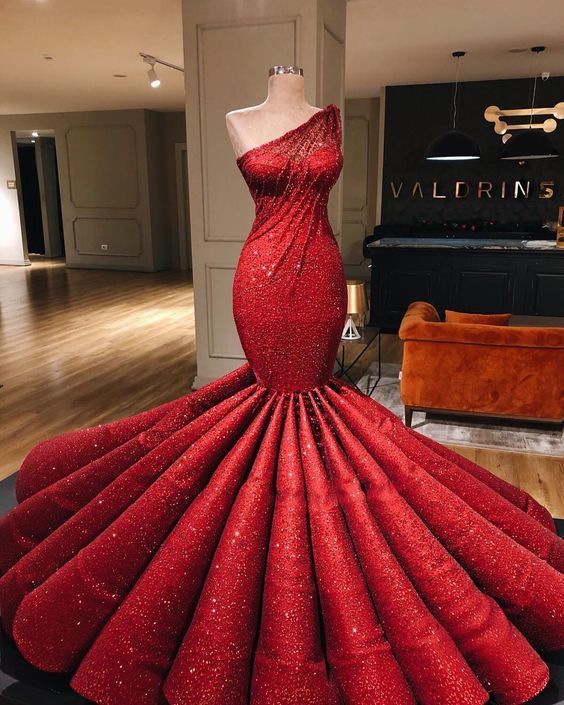 Evening Dresses Ball Gown, stunning red mermaid formal prom evening dress