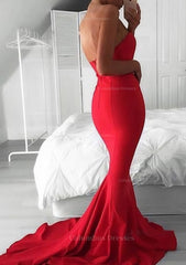 Prom Dresses 2053 Fashion Outfits, Elastic Satin Prom Dress Trumpet/Mermaid Sweetheart Court Train With Pleated