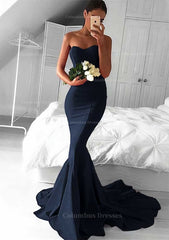 Prom Dresses 2053 Fashion Outfit, Elastic Satin Prom Dress Trumpet/Mermaid Sweetheart Court Train With Pleated