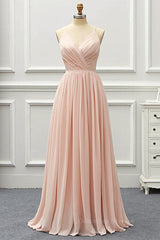 Evening Dresses Red, Elegant A Line V Neck Pink Long Prom Dress, Pink Formal Graduation Evening Dress