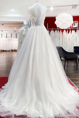 Wedsing Dress Shopping, Elegant Long A-line Princess Tulle Sweetheart Ruffles Wedding Dress
