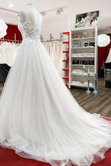 Wedding Dresses Shops, Elegant Long A-line Princess Tulle Sweetheart Ruffles Wedding Dress