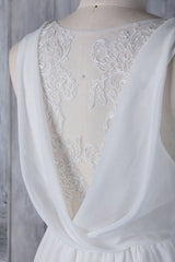 Wedding Dresses Trending, Elegant Long A-line Ruffle Lace Chiffon Wedding Dress