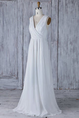Wedding Dresses Collection, Elegant Long A-line Ruffle Lace Chiffon Wedding Dress
