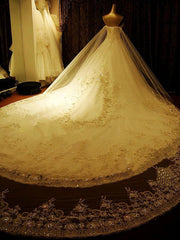 Wedding Dress Style 2024, Elegant Long A Line Sweetheart Appliques Crystal Beading Wedding Dress