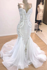 Wedding Dress Hire, Elegant Long Mermaid Sweetheart Sequins Wedding Dress