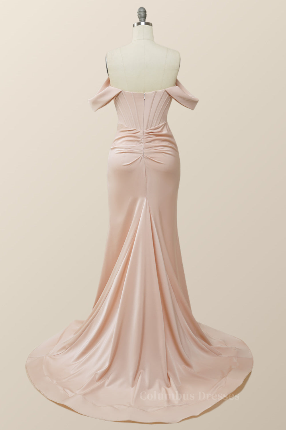 Summer Dress, Elegant Pink Off the Shoulder Mermaid Long Formal Gown