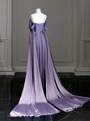 Nice Dress, Elegant Purple Satin Prom Dress, Draped Bodice Formal Party Dress